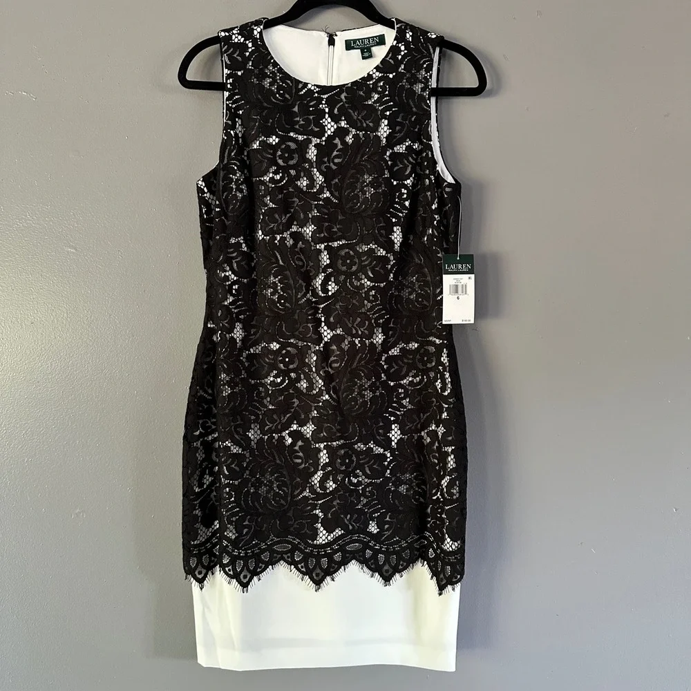 Lauren Ralph Lauren Tasha‎ Lace Overlay Sheath Dress SZ 6 NWT
